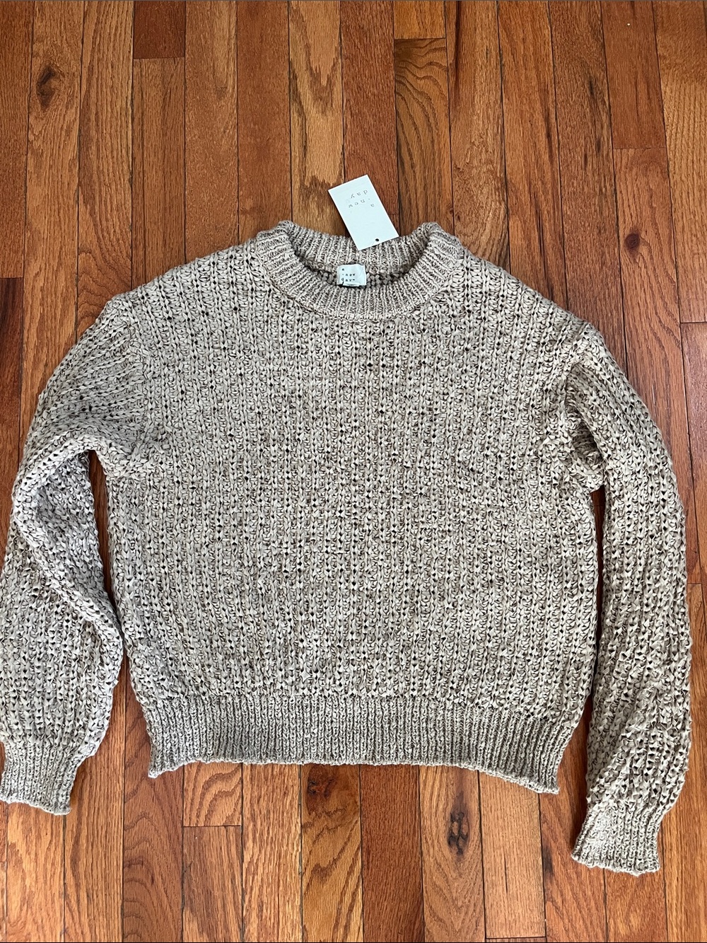 a new day Beige/Cream Chunky Knit Crewneck Sweater